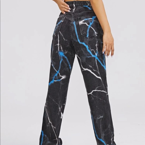High waisted lightning pattern jeans - Picture 2 of 2